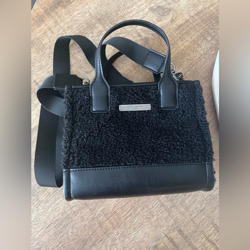 Kurt Geiger Surrey tote extra small  black with adjustable strap with handles.